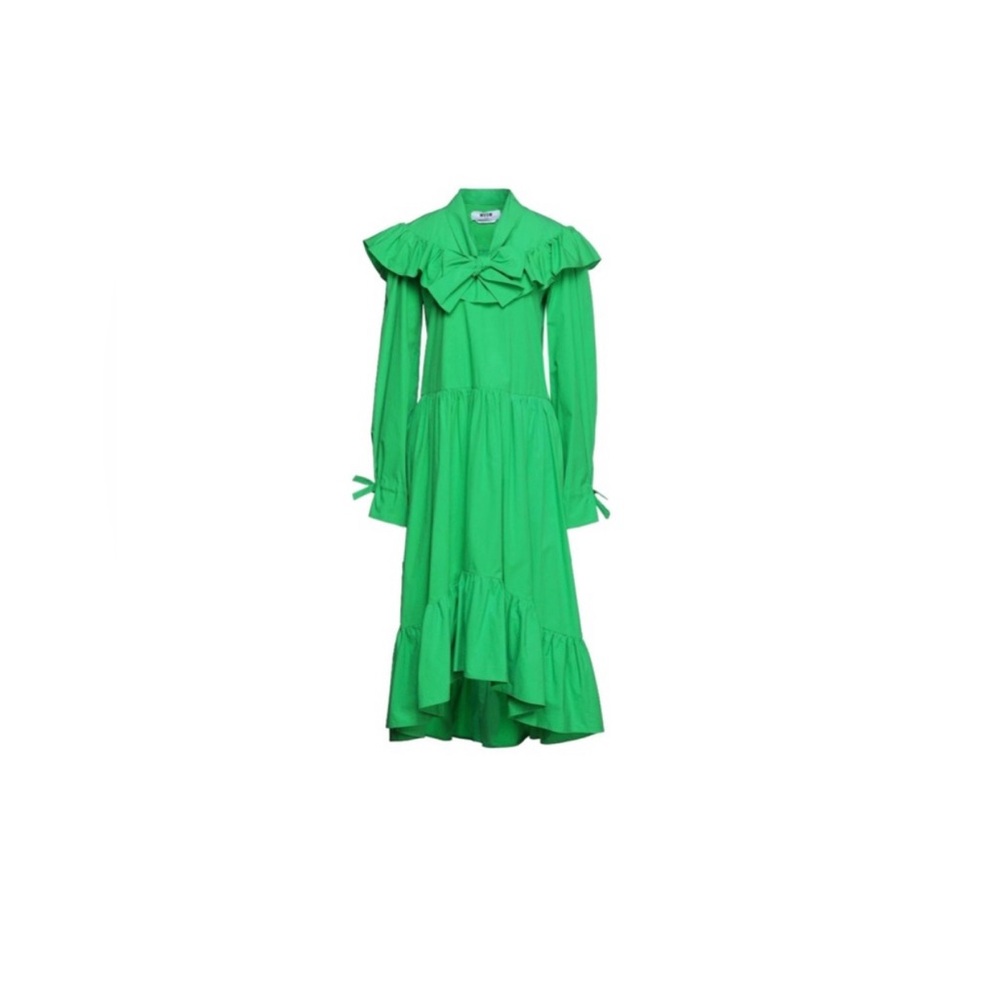 MSGM Apple Green Ruffle Midi Dress IT 38 or US 2